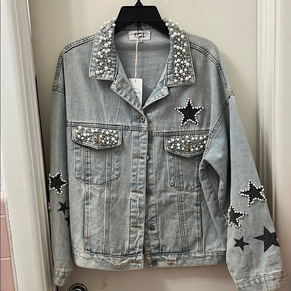 P.Cill Boutique Embellished oversize Denim Jacket